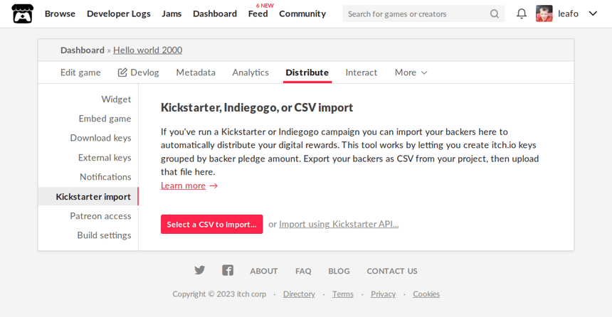 Kickstarter Import